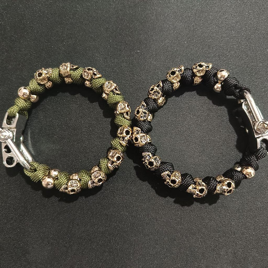 Punk Skull Paracord Bracelet for Men Vintage Style Handmade Adjustable Wristband for Men