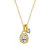 Elegante Quadratische Kristall Doppelanhänger Halskette Damen Vergoldete Choker Kette Mit Geburtsstein Farben Leicht Geometrisch