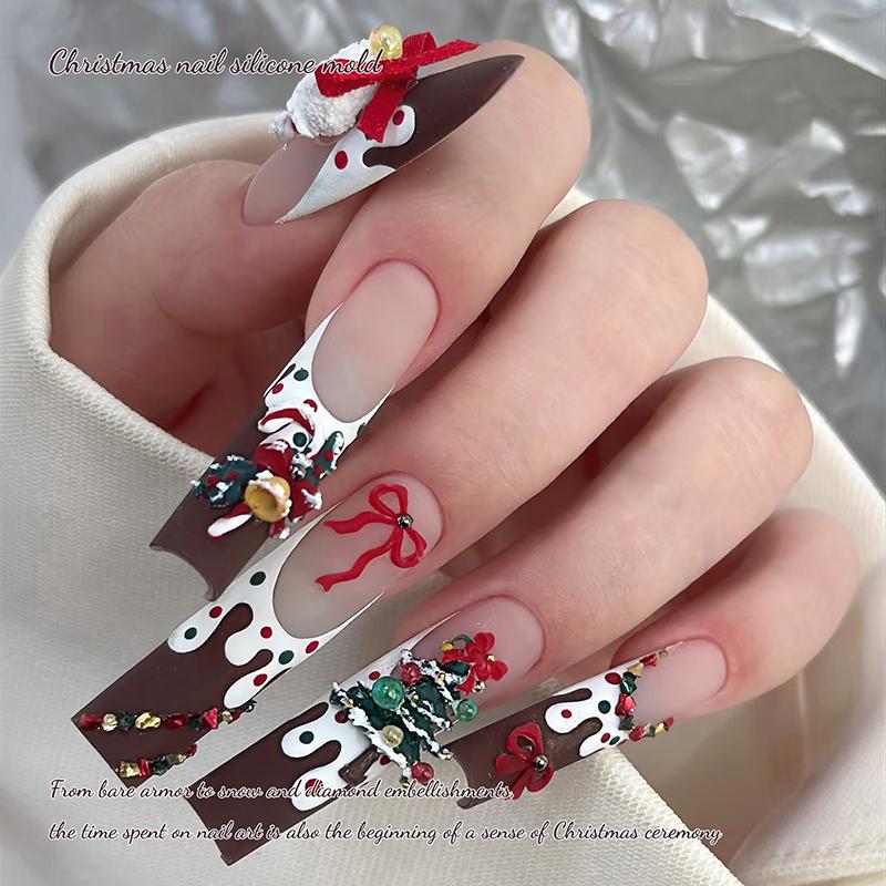 Om de Zăpadă de Crăciun Brad de Crăciun Matriță 3D pentru Unghii Fulgi de Nea Oameni de Zăpadă Decorațiuni Unghii Design DIY Silicon Manichiură Matriță Nail Art