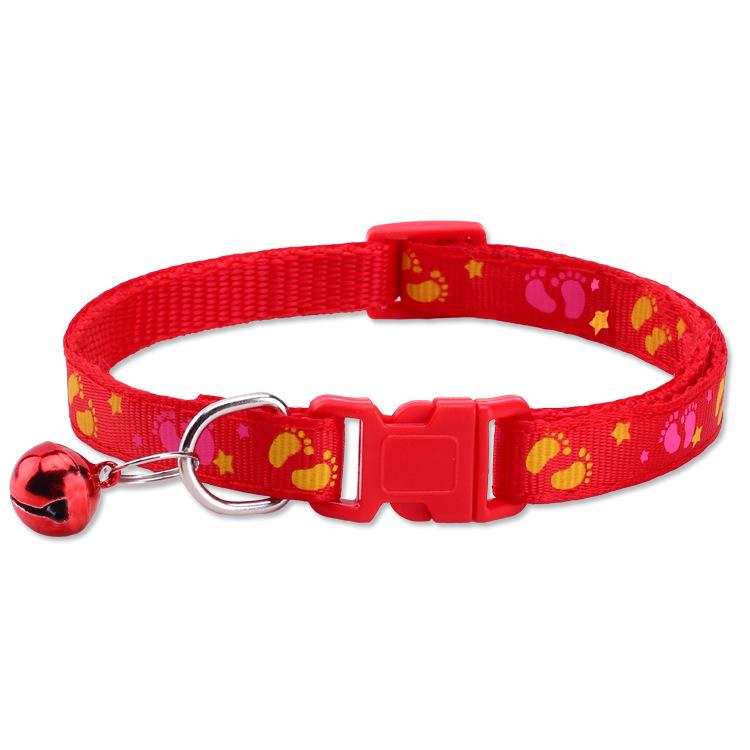 Multi-Color Adjustable Pet Collar with Bell for Cats and Dogs - New Fashion Paw Print Design