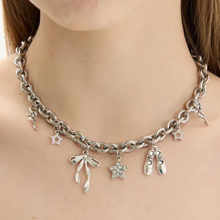 [SET] Pointe Shoes Ribbon Star Mix Necklace + Bracelet