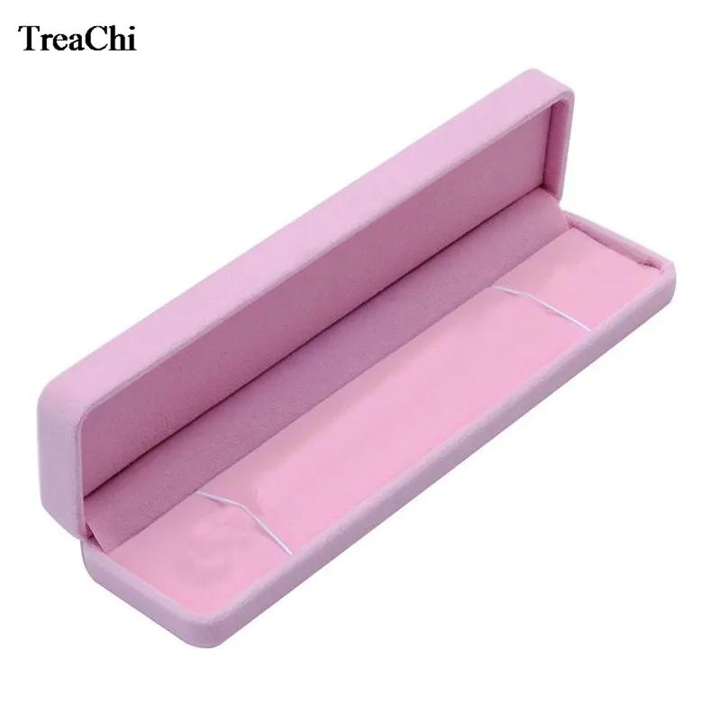High Quality Pink Velvet Rounded Corner Jewelry Box Ring Earrings Necklace Pendant Bracelet Pearl Necklace Jewelry Gift Box