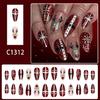 Holiday Glitters Press On Nail 24PCS Santa Snowflakes Reindeer Christmas Design Easy Application ABS Artificial Nail For Festive Event