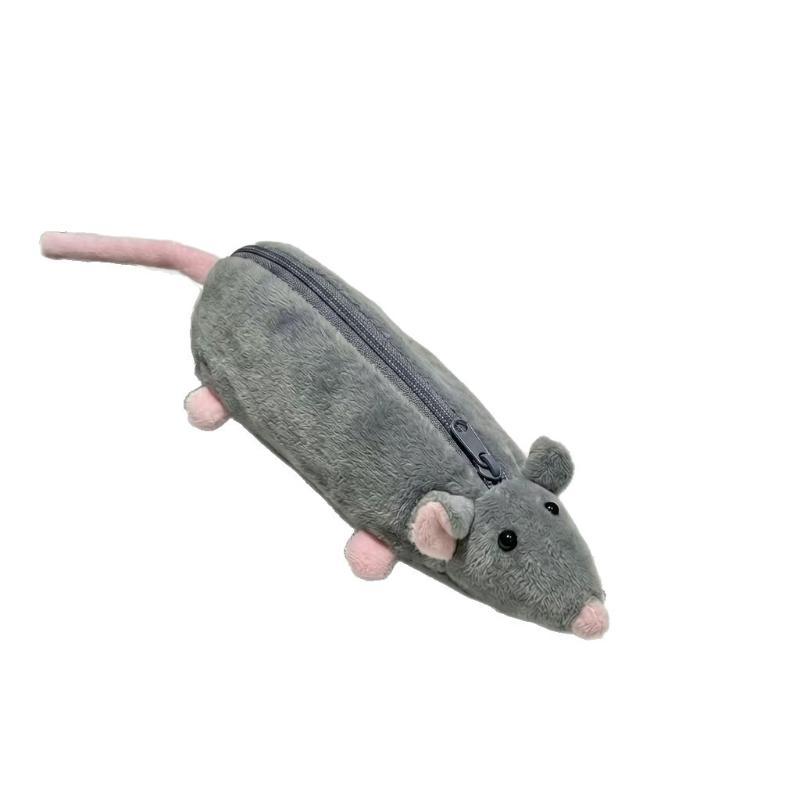 Adorable Mouse Shaped Plush Pencil Case Spacious Stationery Organizer for Kids Back to School Essentials