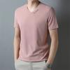 Men's Casual and Fashionable V-neck Solid Color Short Sleeved T-shirt Breathable and Comfortable Summer Versatile Top