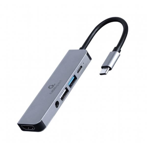 Adaptateur Multiport USB Type C - GEMBIRD - A-CM-COMBO5-02 - Avec Fil - 87 W - Argent