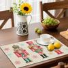 4pcs or 6pcs Nutcracker Placemats Suitable for Christmas Table Decor - Pink Golden Blue Snowflake Linen Table Mats, Hand Wash Only Elegant Rectangular