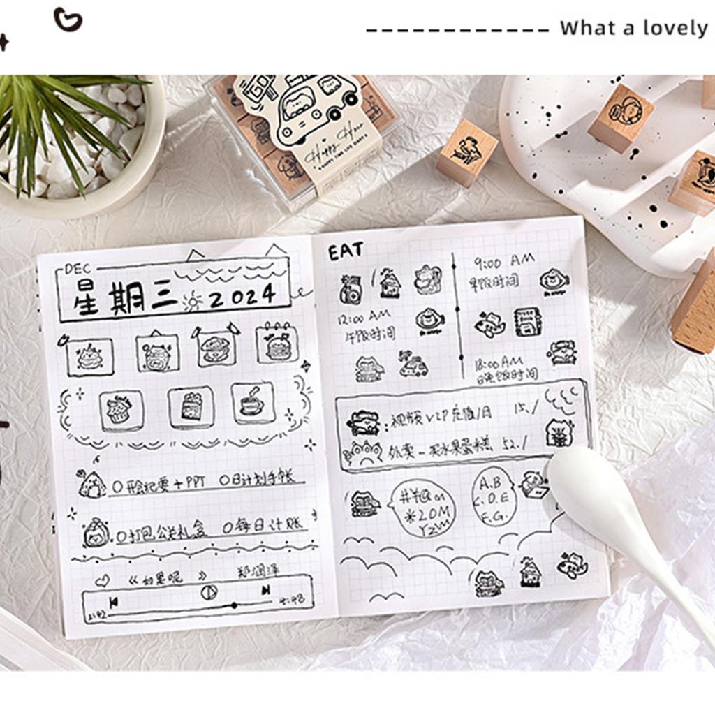 Lovely Cats Stamp Wood Rubber Stamp Cartoon Dogs Stamps Decorative Stamps for Scrapbooking Journals Card Making