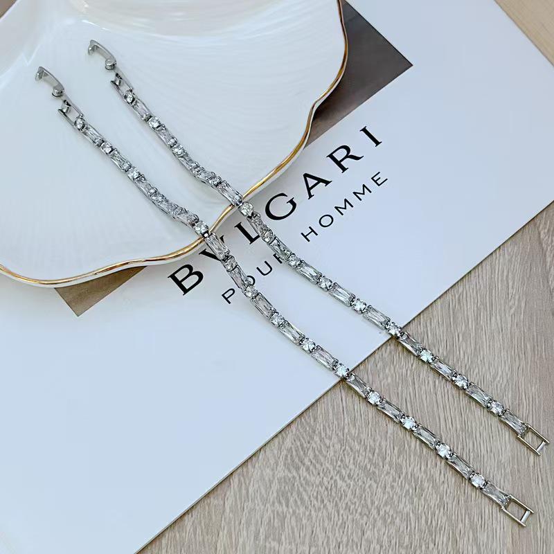 Zirconia White Crystal Tennis Bracelet - Light Luxury Beaded Couple Design