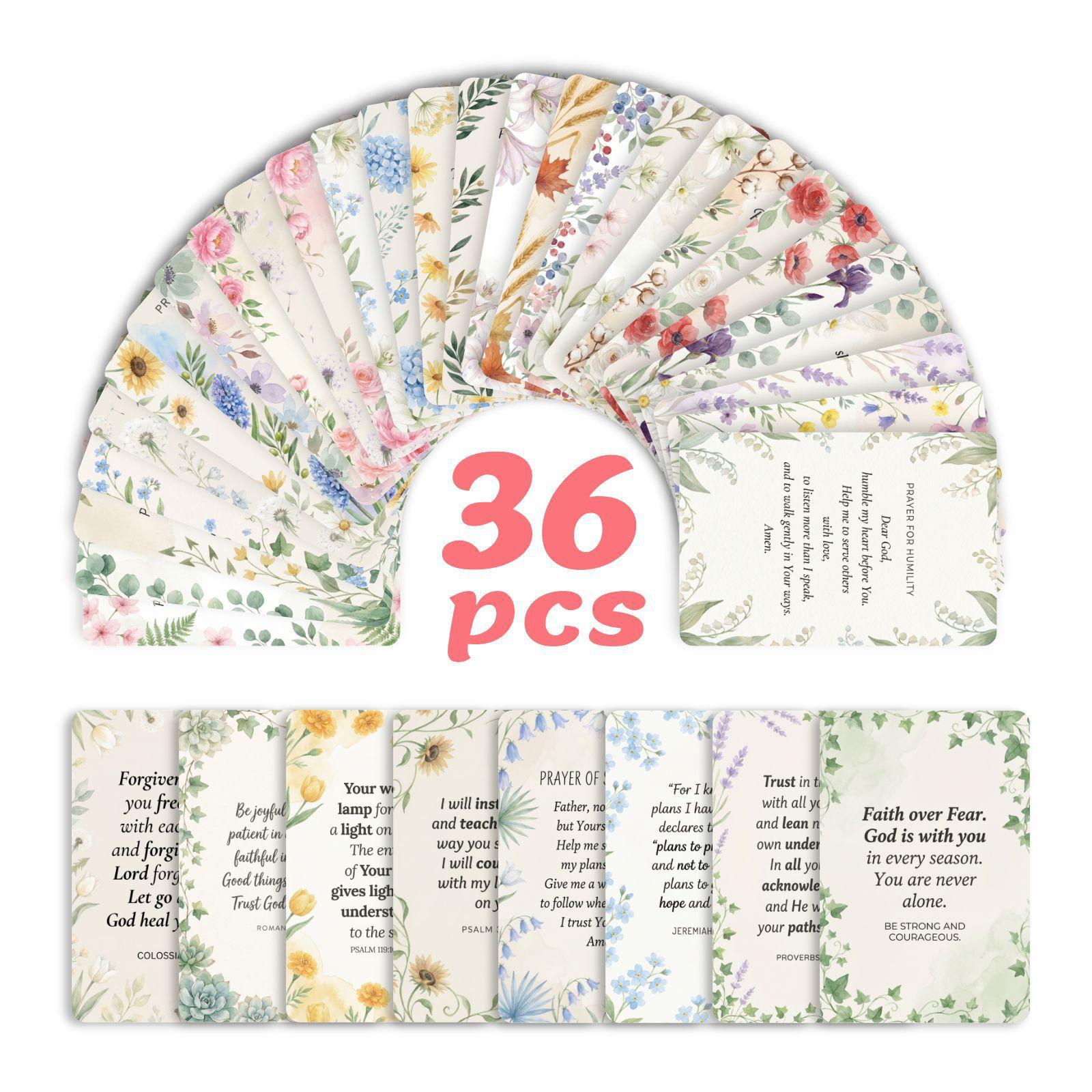

Flower Prayer Text Card Set 36 Non-Repeating Faith Blessing Card Hand Account Material Decoration RXHB0140