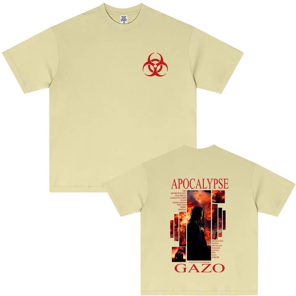 Rapper Gazo APOCALYPSE Albumové tričko Pánské Dámské Hip Hopová Móda Popová Hudba Streetwear Dámské Ležérní Nadměrná Trička s Krátkým Rukávem