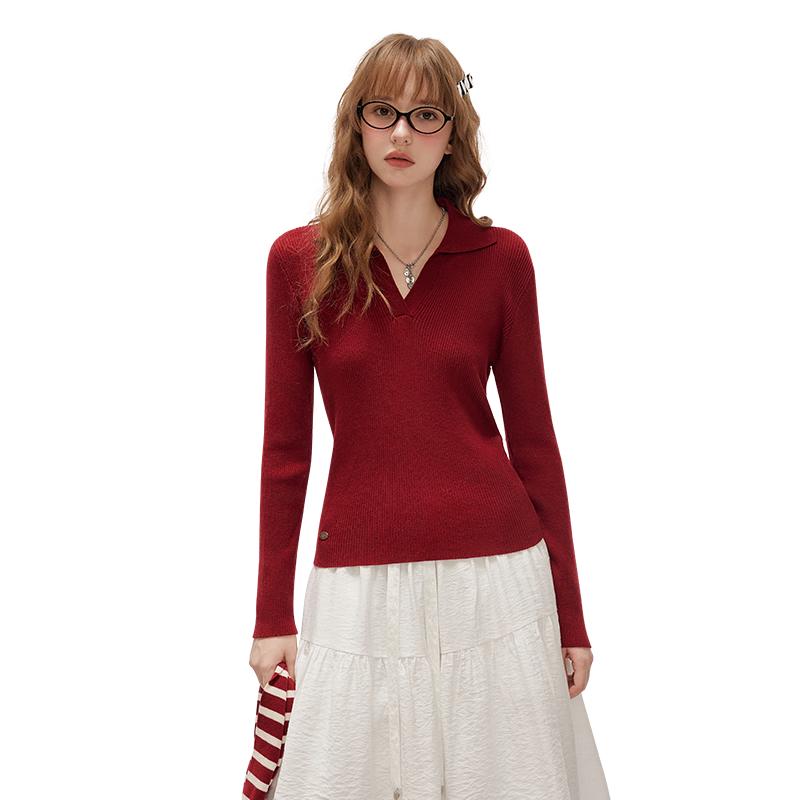 

UNIFREE Slim Fit Polo Knit Shirt with Striped Shawl One Size