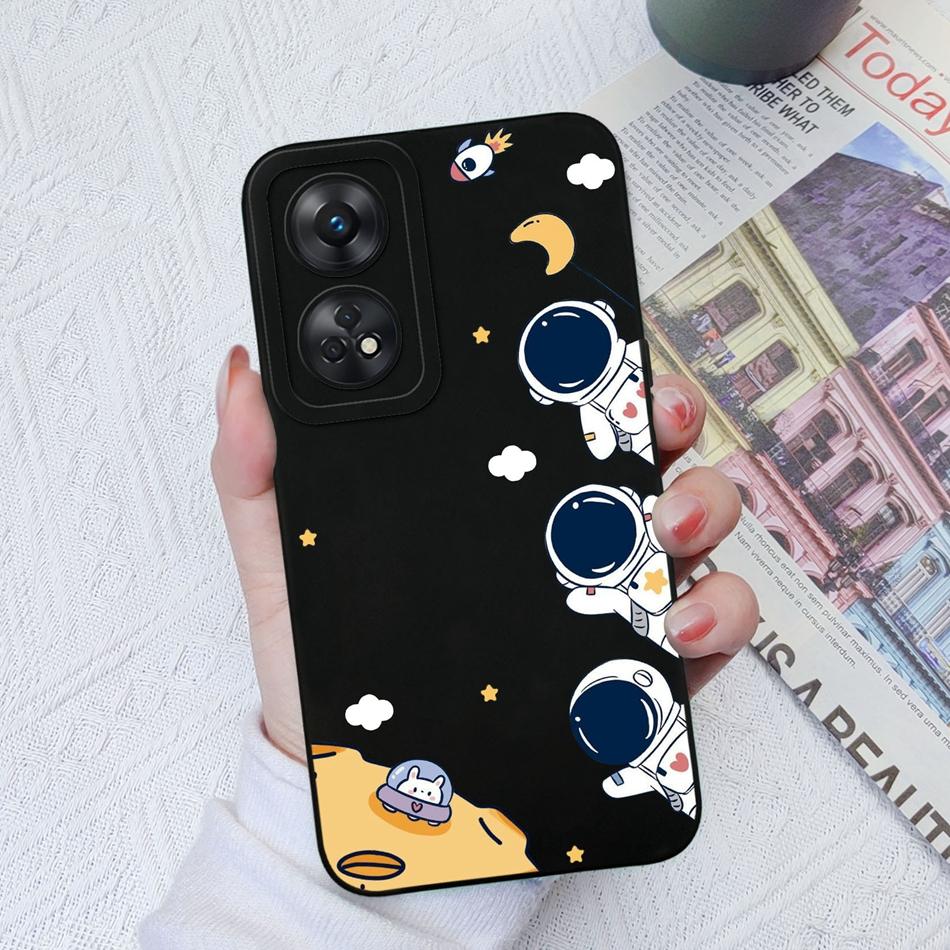 Phone Case For OPPO Reno 8T 4G 5G 8Z 8Lite Cover Cartoon Camera Protection Liquid Silicone Bumper For OPPO Reno8 T Fundas Gift