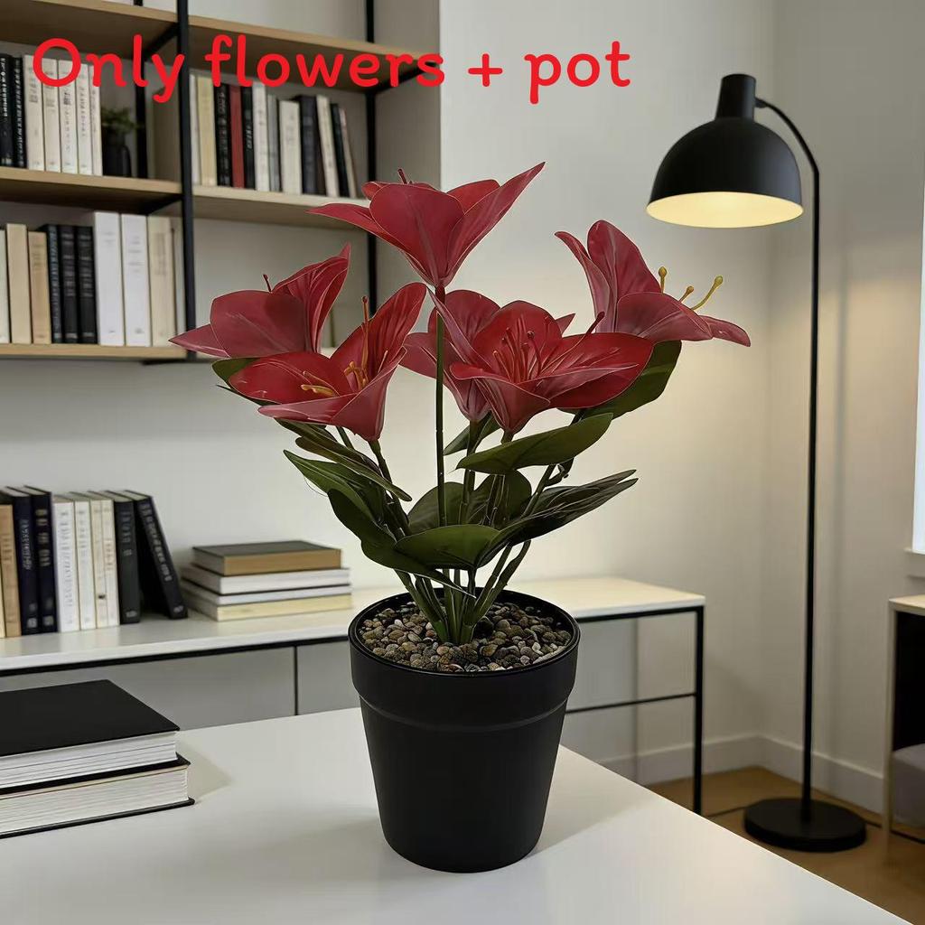 

Simulation Yulania Denudata Potted Plant With Plastic Material For Home Decor And Photography Bright Red