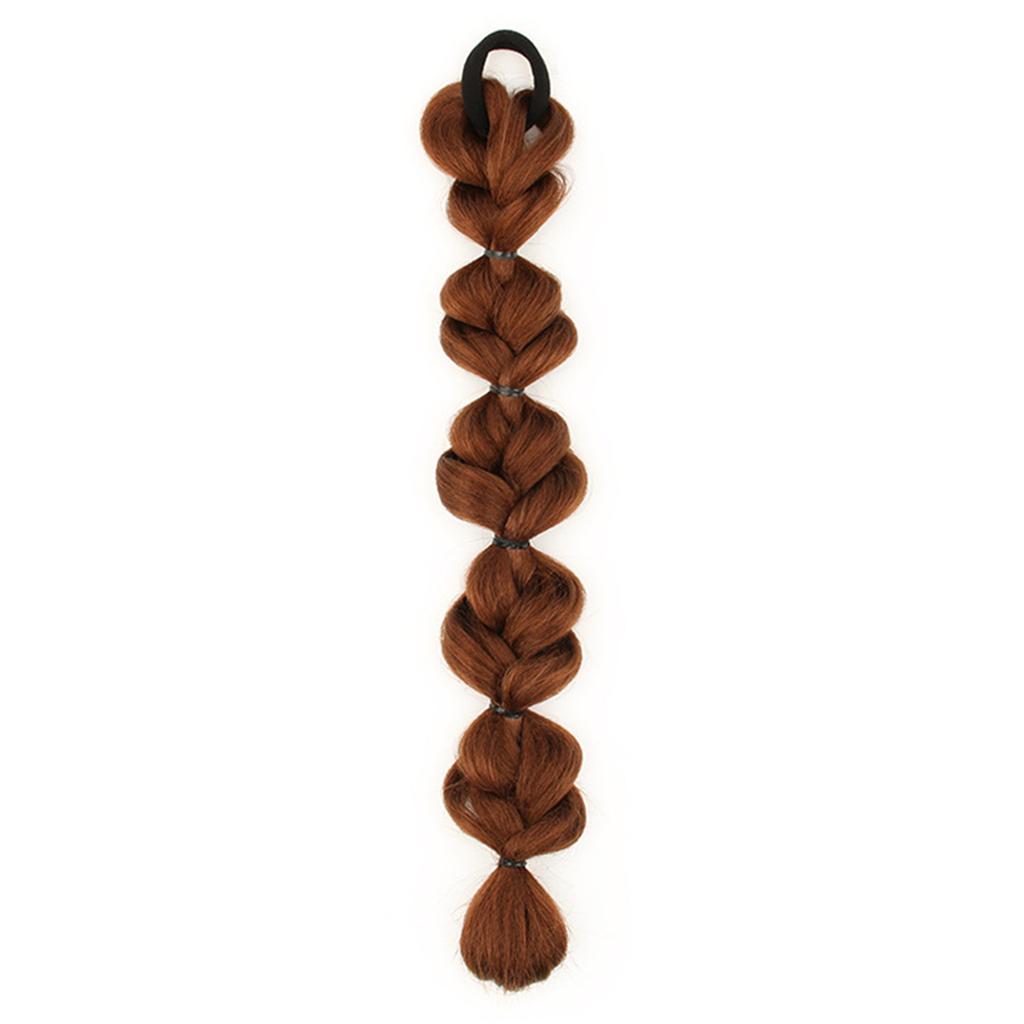 Synthetic Cute Women Ponytail Braid Wig Heat-Resistant Long-Wavy Hair Extension Ponytail Fashion Bubble Braid Wig For Daily Wear