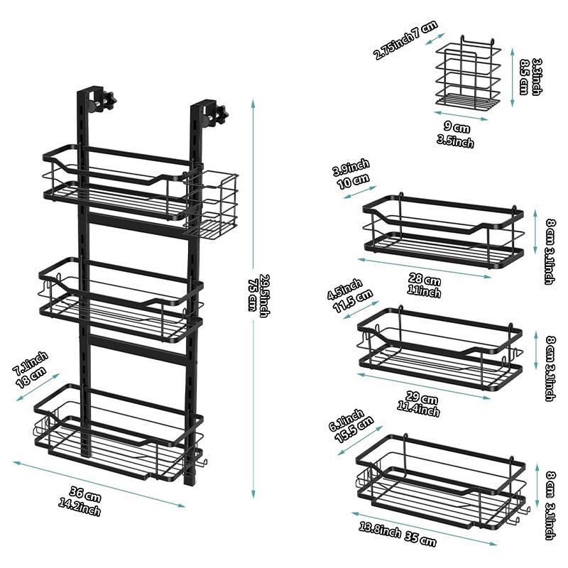 Bathroom multi-layer storage rack, over-the-door hanging basket, adjustable bathroom shelf