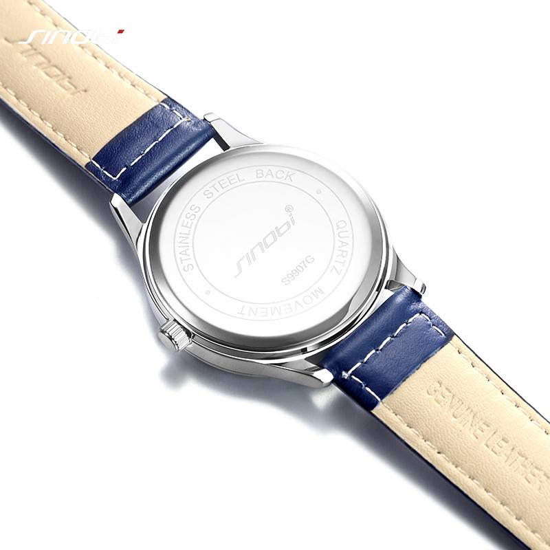 SINOBI Fashion Design Men's Watches Original Leather Strap Man's Quartz Wristwatches Top Luxury Male Best Gifts Luminous Clock