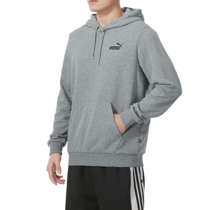 Puma Logo Printed Hooded Long Sleeve Sweatshirt Men Sweatshirt Gray 589038-03