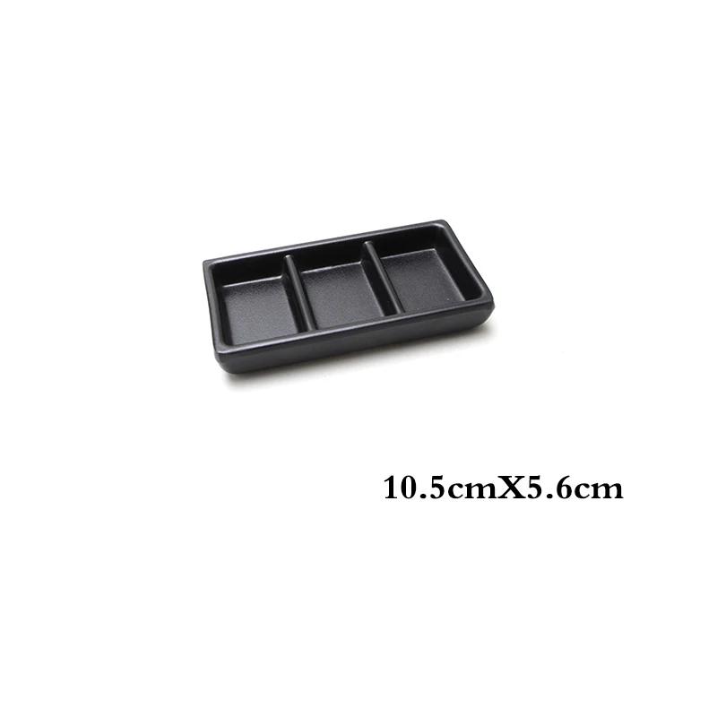 1Pcs Black Melamine Food Grade Plastic Soy Sauce  Pot Bar Tableware Seasoning Sauce Chili Double Grid Sauce Dish Snack Plate
