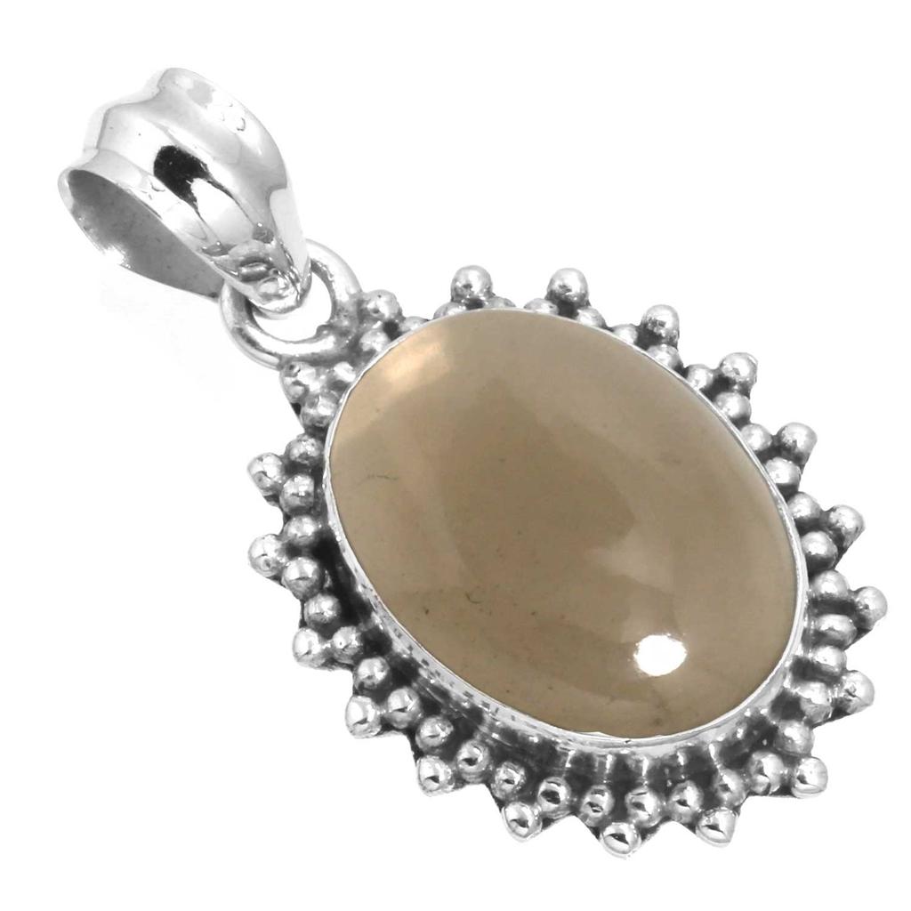 925 Sterling Silver Pendant Women Gemstone Handmade Jewelry Valentine's Day Gift Malachite Moonstone Rose Quartz Red Stone Smoky Topaz Tiger Eye