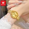 OLEVS 5888 Woman Watch Fashion Elegant Small Square Dial Gold Watches for Women Solid Steel Strap Original Quartz Wristwatches