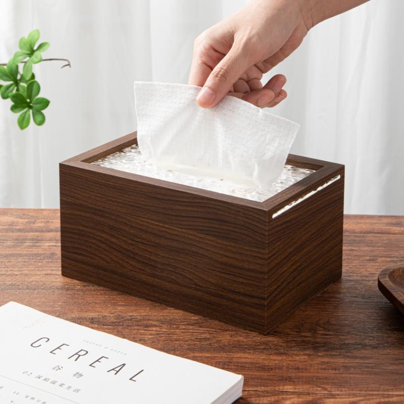 Japanese Rectangular Black Walnut Tissue Box, High-end Hotel Restaurant, Desktop Napkin Holder, Living Room, Household Use