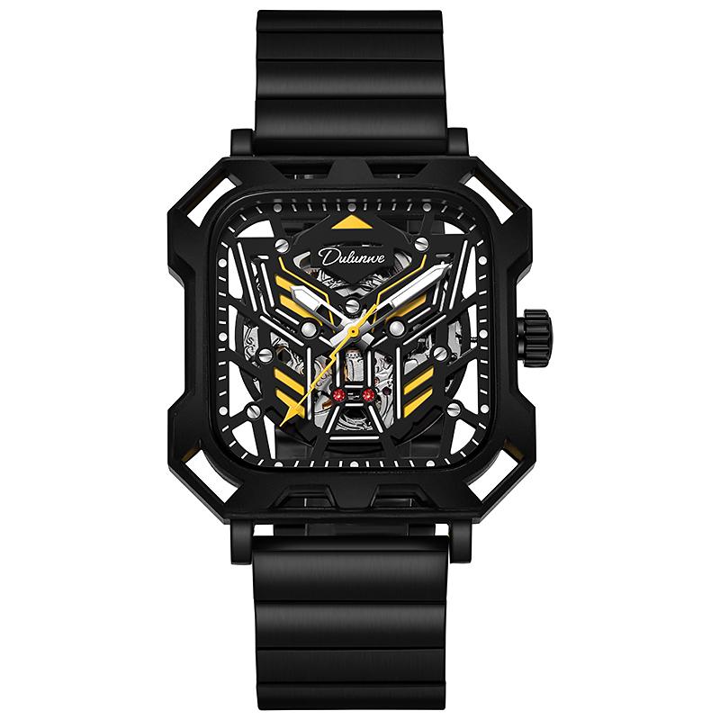 Square Skeleton Dial Automatic Watch Men Luxury Mechanical Men's Watches Luminous Waterproof Solid Steel Strap Relogio