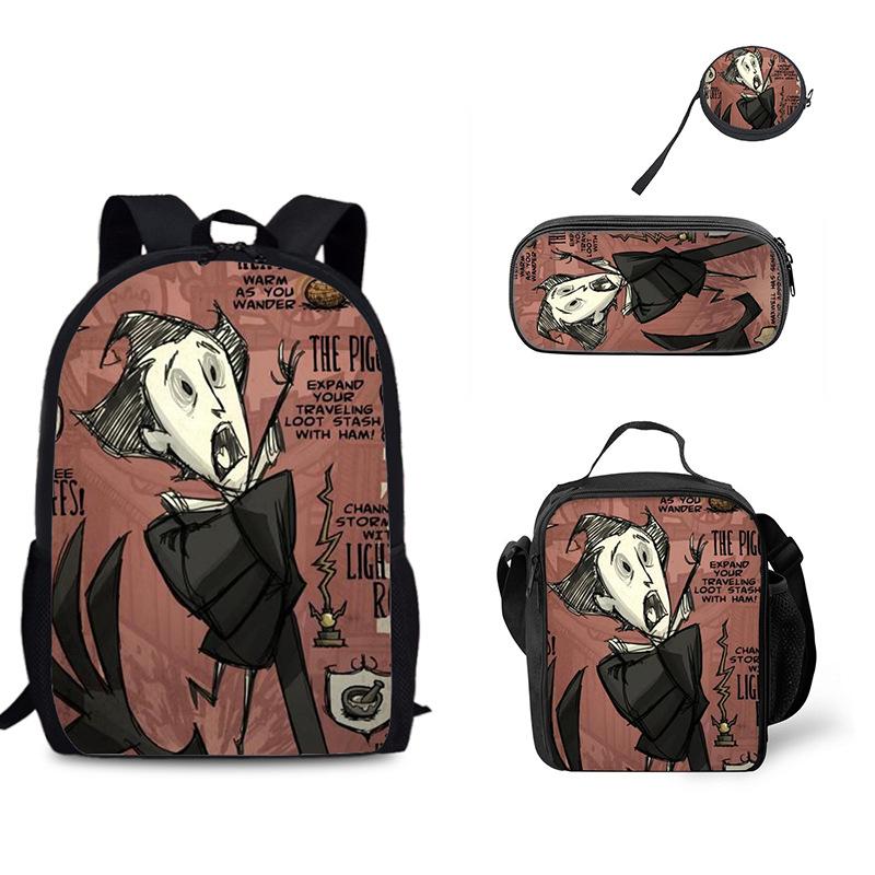 3pcs set Backpack for Boys Girls Best Gift Kids bags Don't Starve Child School With lunch bag Pencil Bags School Student Bags