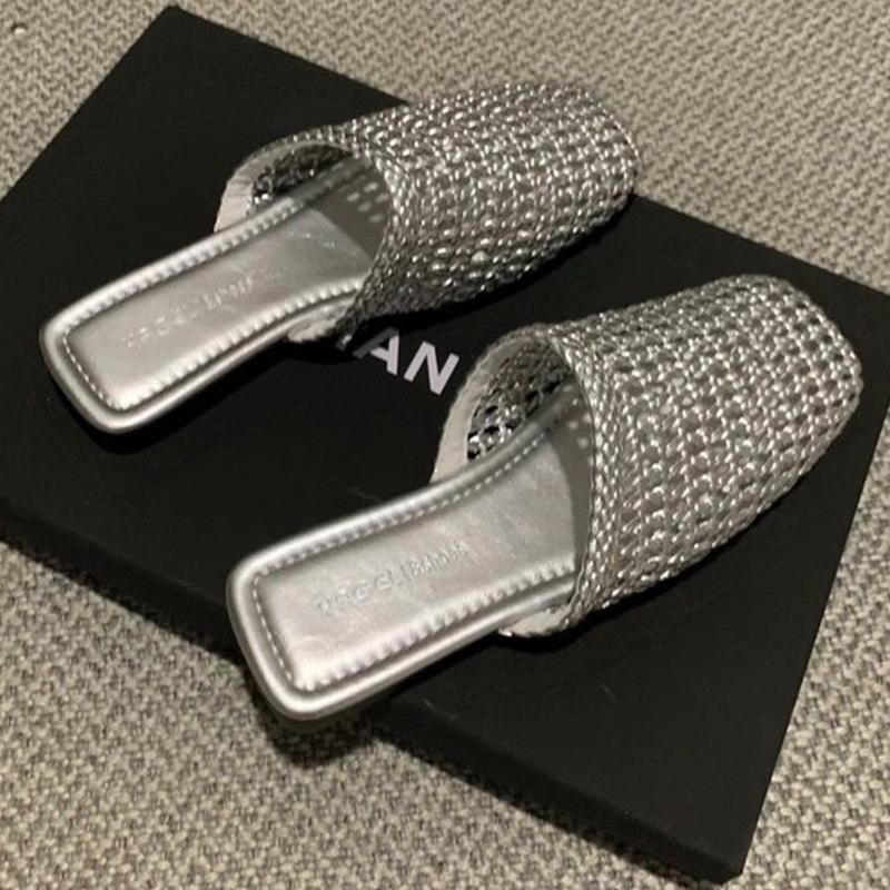 

Fashion Flats Women Slippers Slingback Casual Shoes Summer Dress Fashion Cozy Woman Sandals 2025 Trend Brand Walking Female Zapatillas 35 серебряный