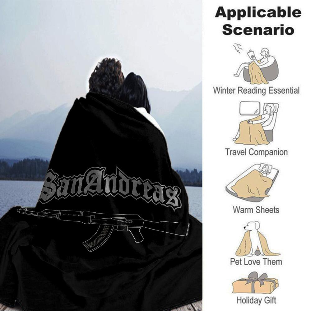 1pc San Andreas AK-47 Soft Warm Throw for Home, Office, Trave, All-Season Cozy Bedding Gift, Office Cozy Accessory 1123