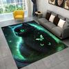 Glowing Black Cat Rug for Modern Living Room - Fantasy Animal Art Carpet with Green Eyes | Cozy Home Decor Skid Resistant Carpet