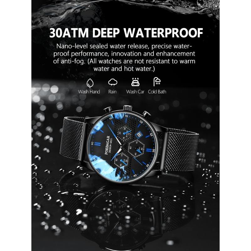 Watch POEDAGAR New Fashion Men Watch Waterproof Luminous Date Sports Watches Luxury Quartz Wristwatch Luxuri Male Clock +Box