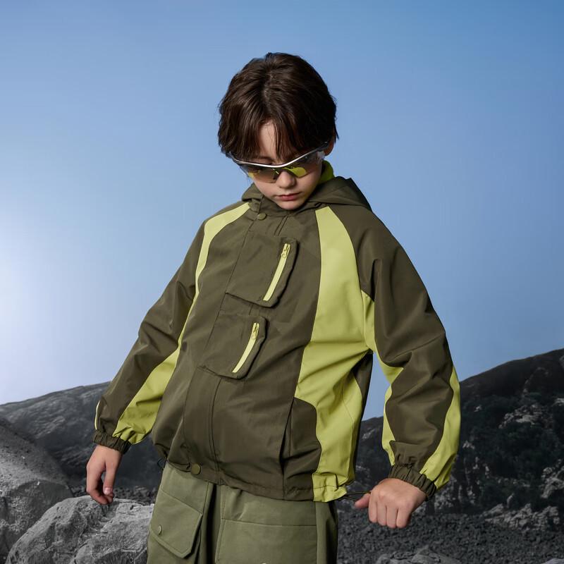 MQD Boys' 3-in-1 Color-block Hooded Windbreaker
