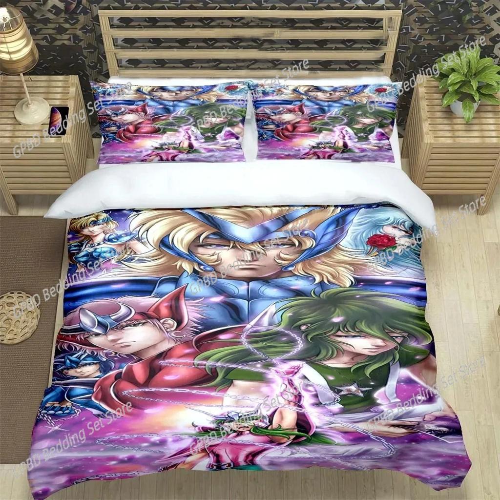Comforter Saint Seiya 3D Bedding Set Black Comforter King Queen Size Polyester