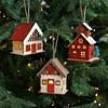 Decorative Christmas Snow House Pendant Elk Hanging Lighting Glowing Log Cabin Mini Christmas Tree LED Wooden Christmas House