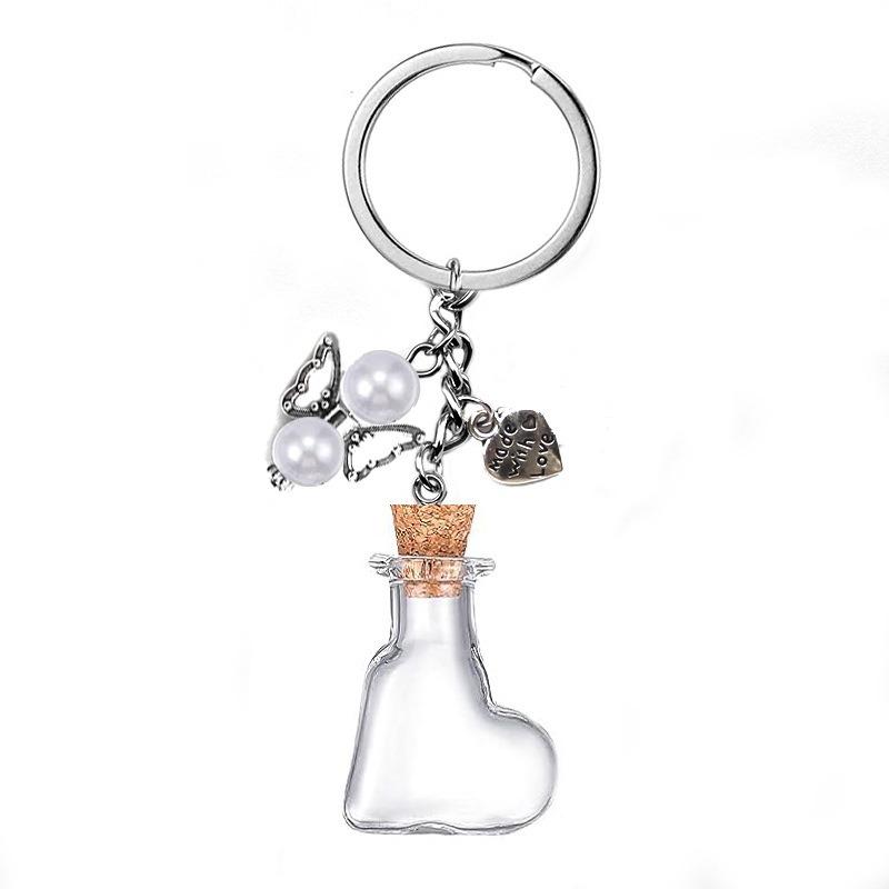 Chaveiro de Garrafa Vazia de Vidro Pingente Transparente Frascos de Óleos Essenciais Perfume Mini Garrafa dos Desejos Chaveiro Para Artesanato DIY