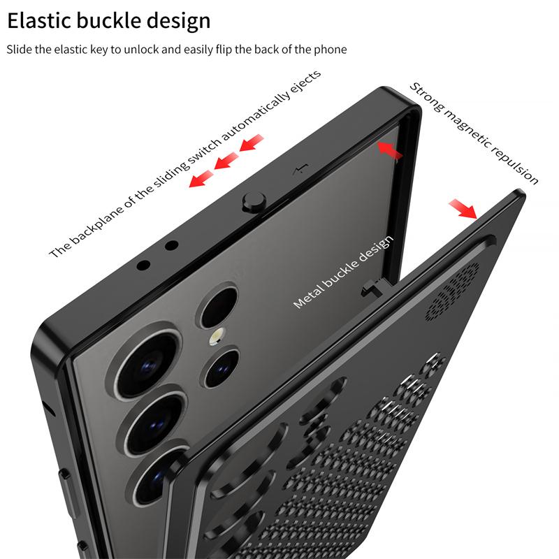 Luxury Metal Cooling Phone Case for Samsung Galaxy S23 S24 S25 S26 Ultra Detachable Honeycomb Hole Aromatherapy Phone Cover