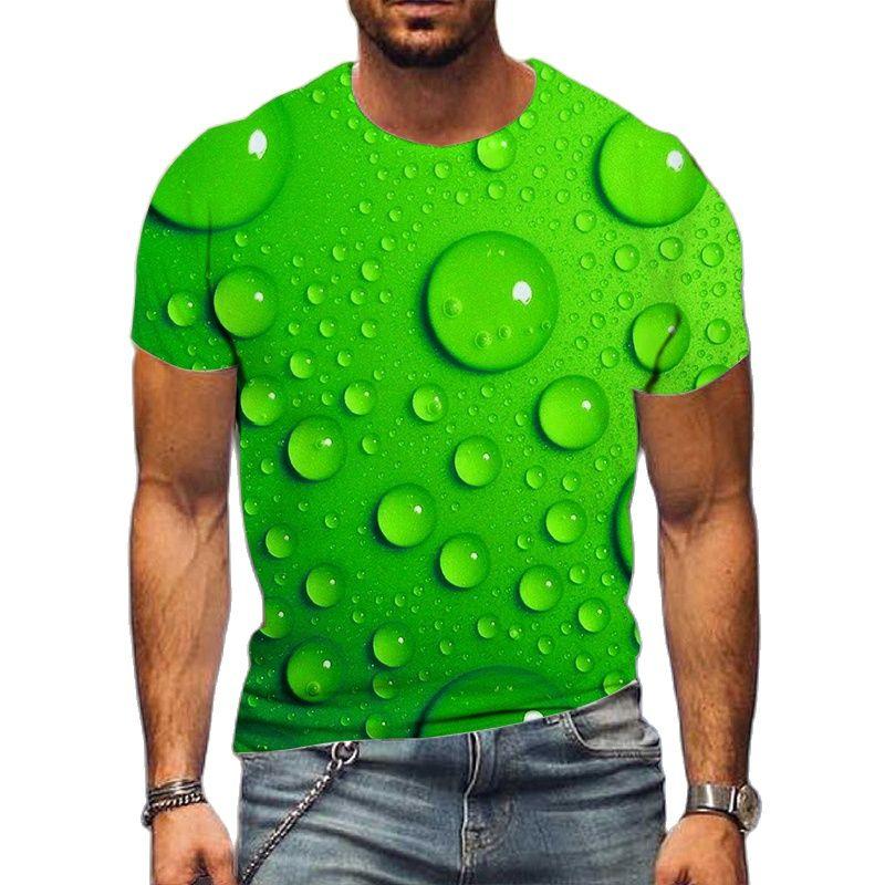 Letní trička s 3D potiskem vodní kapky Streetwear Pánská móda Ležérní Harajuku Nadměrné tričko s kulatým výstřihem Trička Topy Oblečení