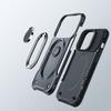Joyroom Dual Hinge Case for iPhone 14 Plus - Rugged Black Cover with Built-in Stand and Ring Holder