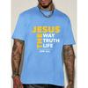 Summer Unisex Short Sleeve Crew Neck T Shirt Jesus The Way Truth Life Bible Text Religious Belief Theme Casual Cotton Streetwear