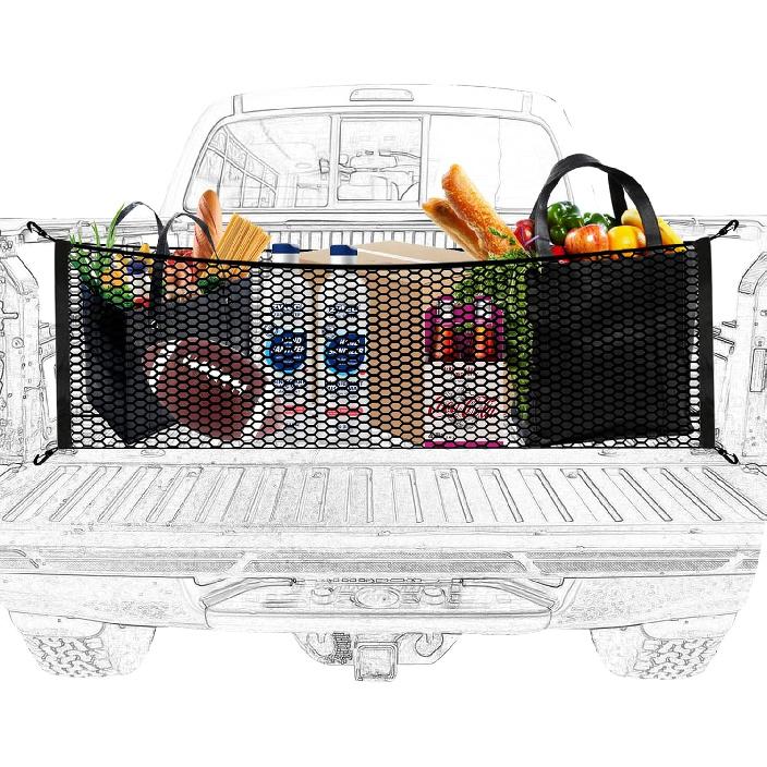 Truck Bed Cargo Net,Cargo Storage Elastic Mesh Net Organizer With Hooks,Pickup Truck Bed Grocery Holder With Hooks