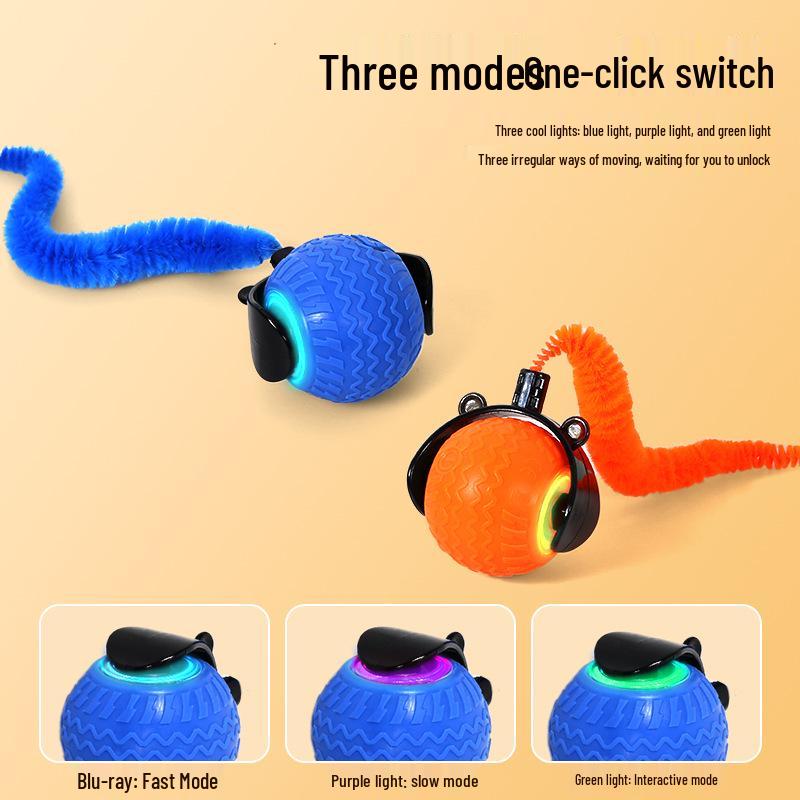 Automatic Electric Cat Teaser Ball with Obstacle Avoidance and Sound for Boredom Relief