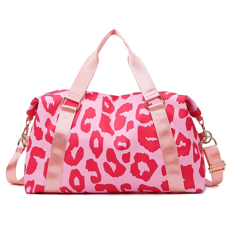 Lightweight Cow Print Travel  Gym Duffel Bag Pink