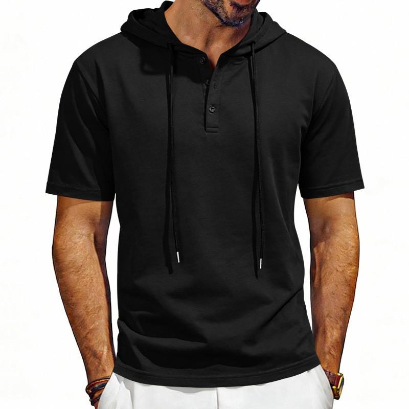 Mens Oversized Loose Fit Hooded Henley Sleeveless Top Sport Casual Vest