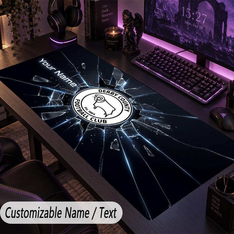 Large Mouse PadDerby County Custom Name Text Personalized Desk Mat Non Slip Gaming Pad