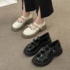 Fashion Black Chunky Platform Mary Jane Shoes for Women 2025 Spring Patent Leather Pumps Woman Thick Bottom Bowknot Lolita Shoes Ladies