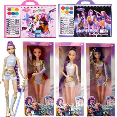 30cm KPop Demon Hunters Anime Dolls (Lumi/Mira/Zoe) | Kids' Coloring Book - Line Art Tracing Educational Doodle Gift