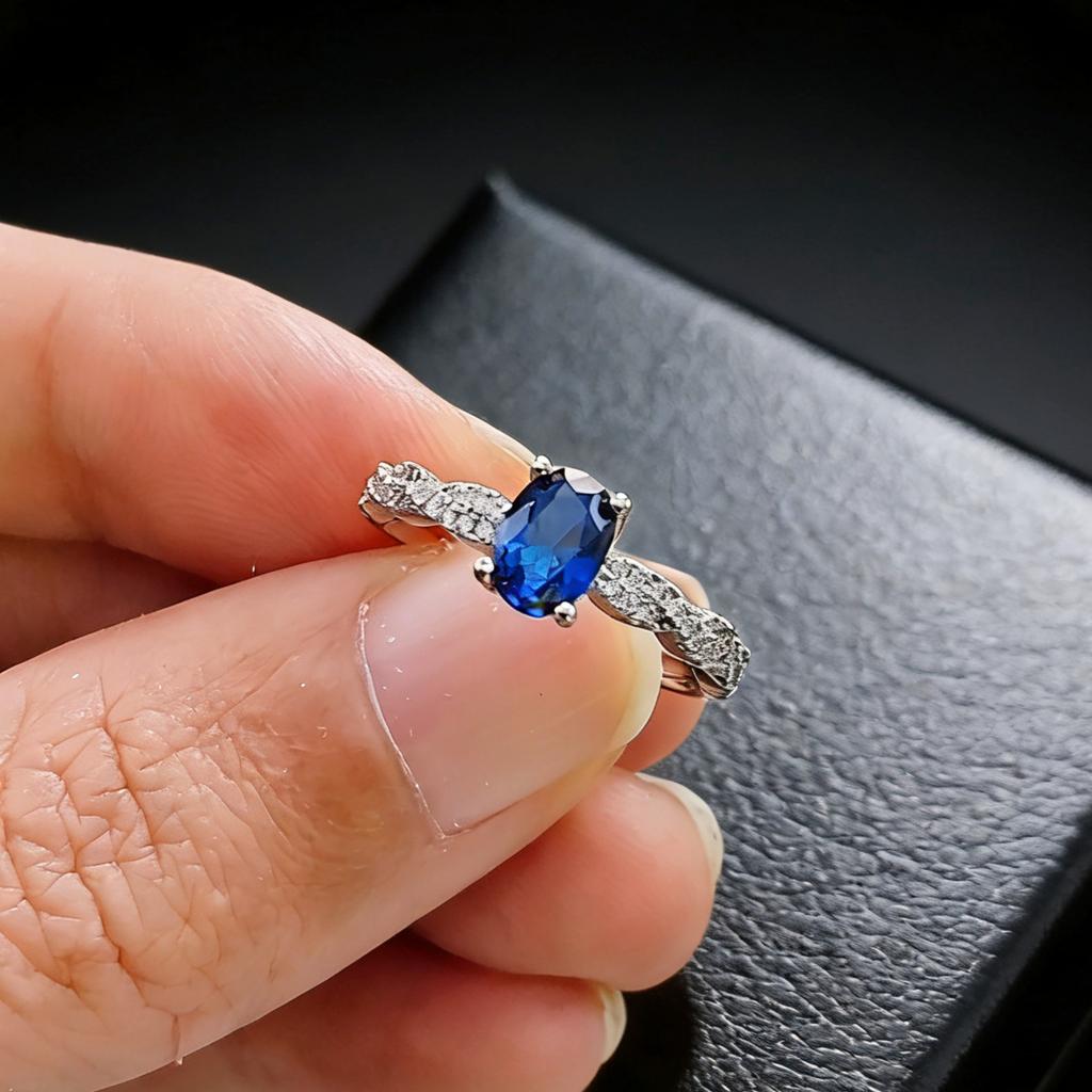 5 * 7 Coconut Round Ruby And Sapphire Ring, Light Luxury High-End Twist Colored Treasure Ring