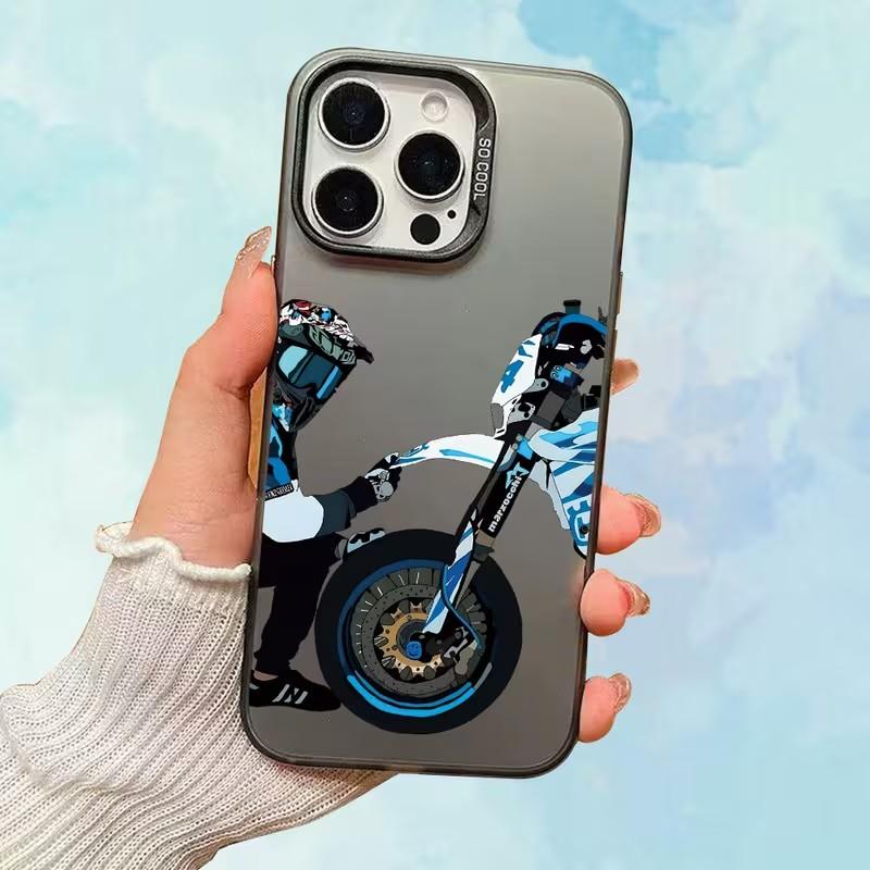Blue Phone Case for Oppo Realme 15 14 13 12 11 10 9i 8 8i C75 C65 C63 C55 C53 C35 C33 C20 21Y 21 Pro Plus White Motorcycle Rider