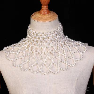 European and American Bride Pearl Shoulder Chain Jewelry Hollowed-out Cape Pearl Necklace Fashion Elegant Woman Bead Necklace